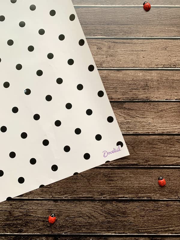 Premium Dovetail Black Polka Dot Gift Wrapping Paper - 6 Sheets Pack for Birthday, Christmas & Party Presents
