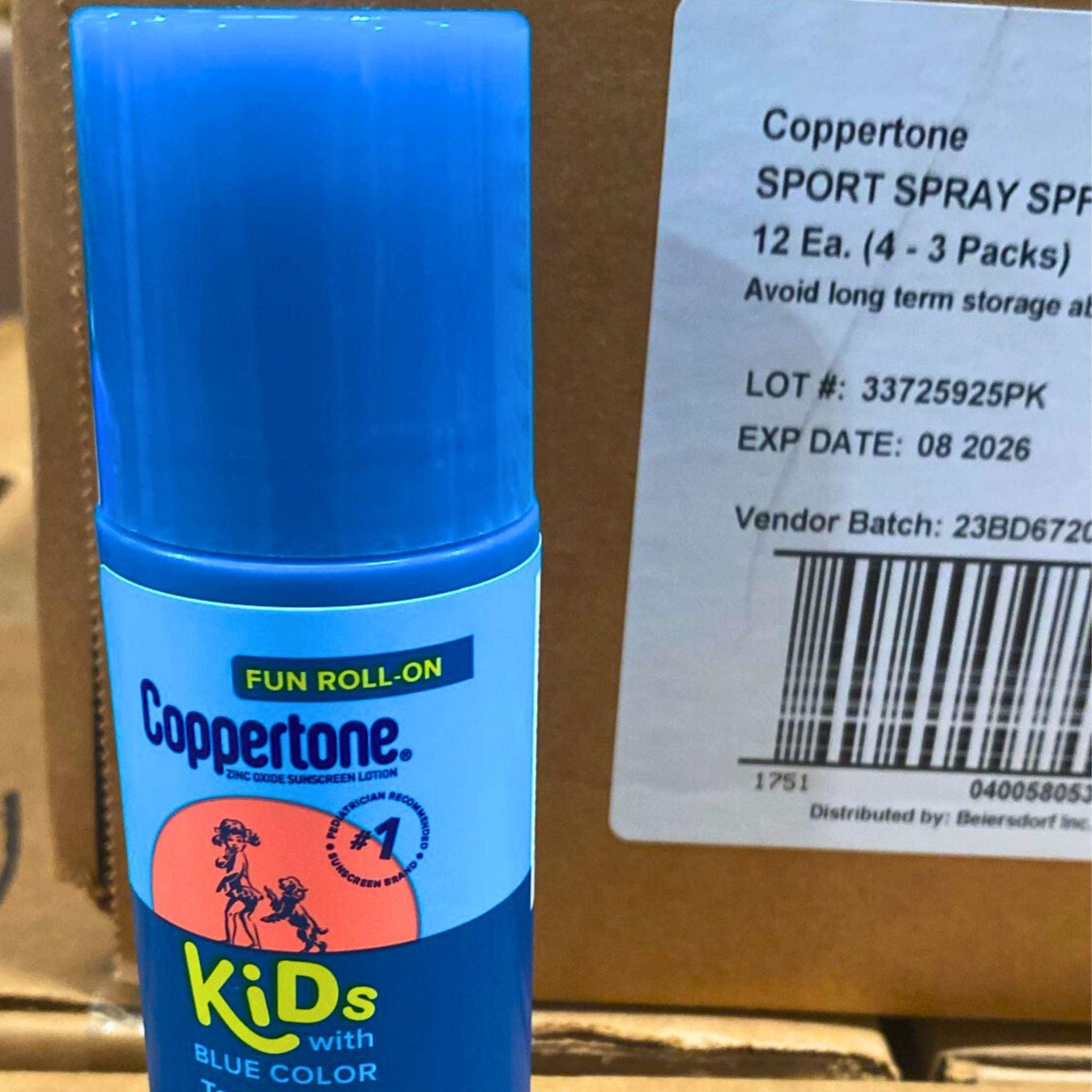 Coppertone Zinc Oxide Sunscreen Lotion for Kids SPF 50 - 2.5 oz (80-Pack Bulk) | Water-Resistant, Hypoallergenic Sun Protection for Outdoor Play, Beach & Swimming