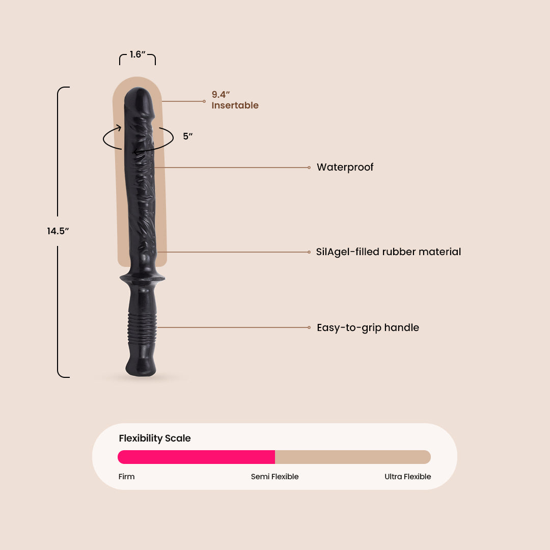 Classic The Man Handler 10 Inch Dildo with Comfortable Handle - Perfect for Solo Play, Couples Fun & BDSM Exploration