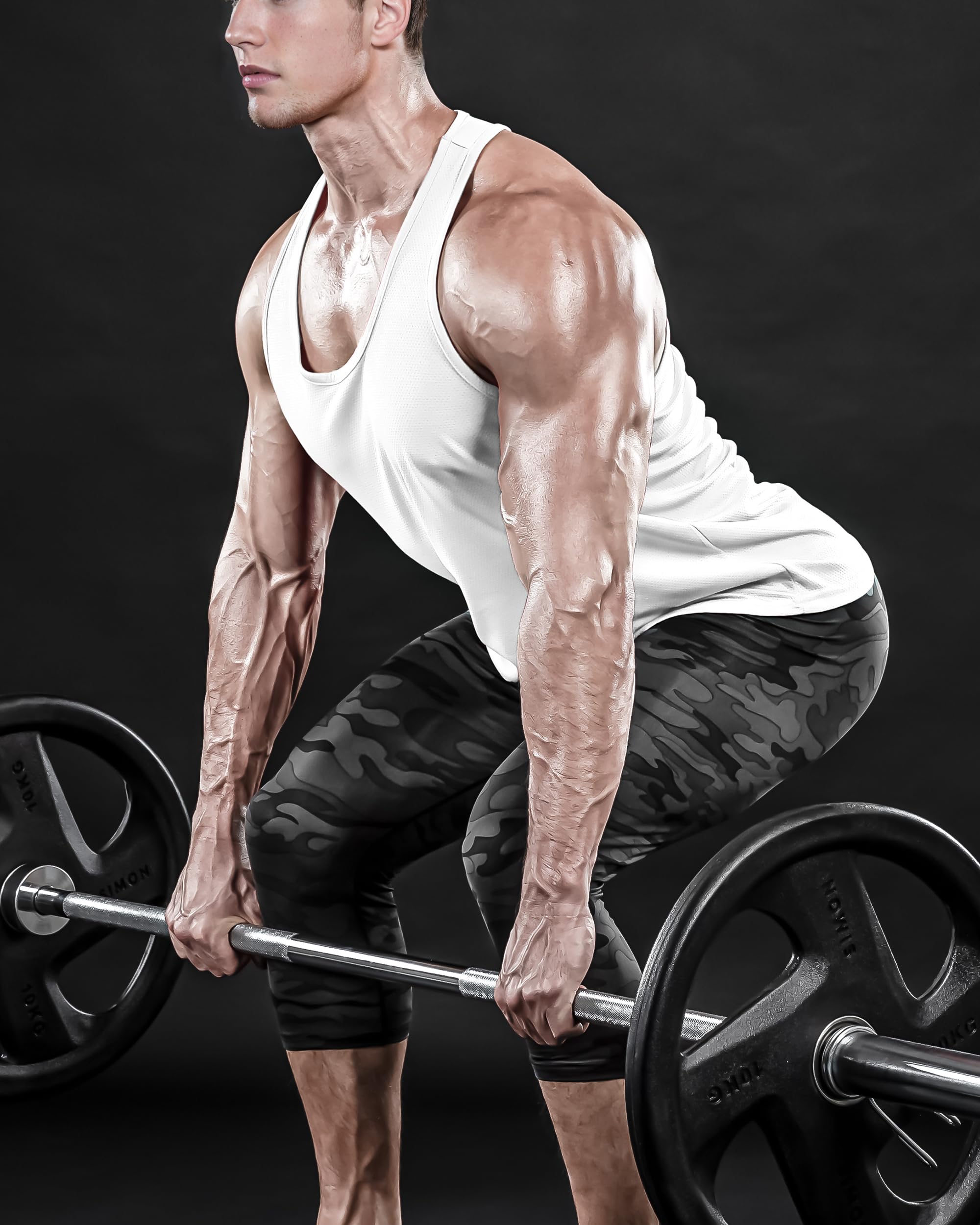DRSKIN Men's 4/3/1 Pack Sleeveless Muscle Tank Tops - Y-Back Athletic Shirts for Gym, Workout & Training - Breathable Mesh & Moisture Wicking Dry Fit Shirts - Perfect for Running, Weightlifting & Summer Sports