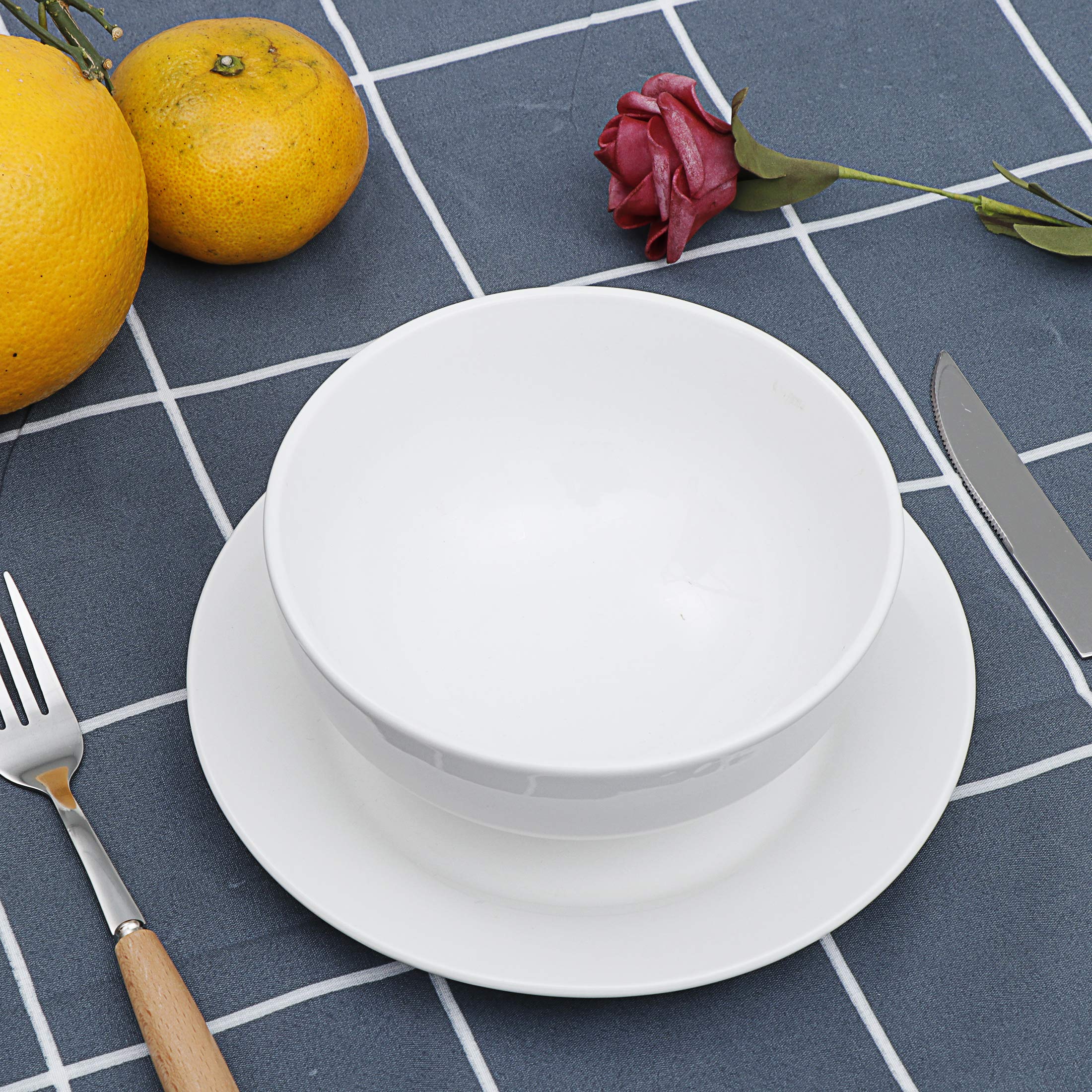 18-Piece White Porcelain Dinnerware Set - Round Plates, Bowls & Serving Dishes for 6 | Elegant Table Setting for Family Dinners, Holiday Entertaining & Restaurant Use