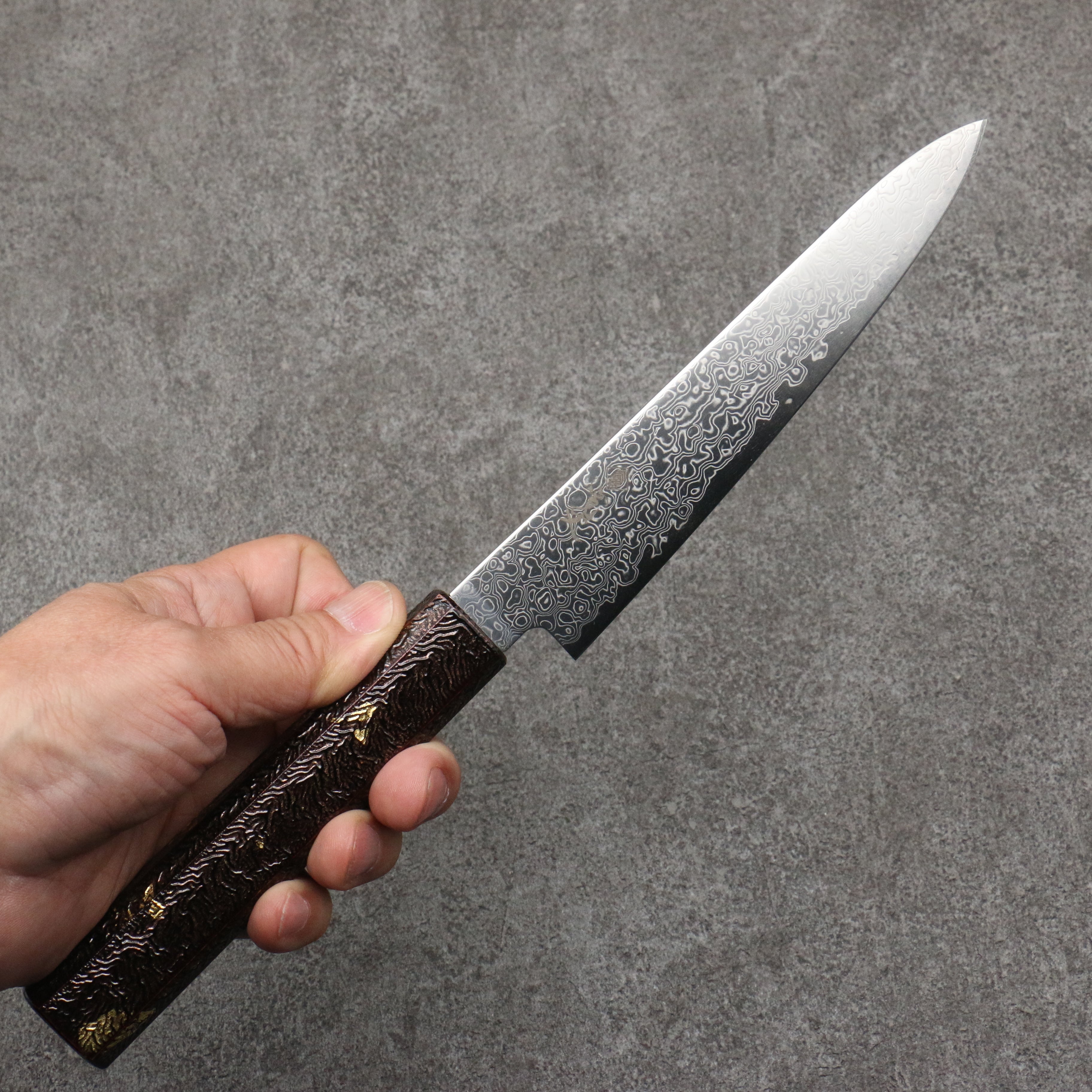Premium Kanjyo SG2 Damascus Petty Utility Knife 150mm (6 Inch) - Purple Lacquered Handle - Japanese Kitchen Knife for Slicing, Peeling & Precision Tasks - Perfect for Chefs & Home Cooking