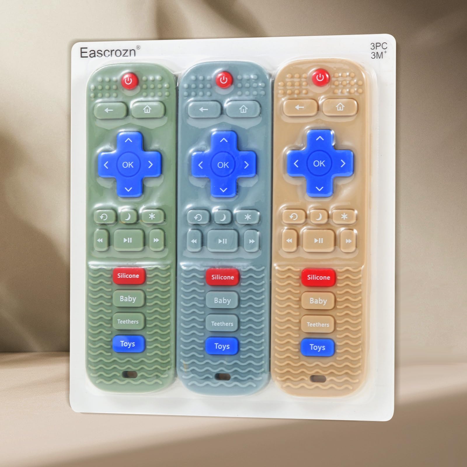 3 Pack Baby Teething Toys - BPA Free Silicone TV Remote Control Teethers for Infants & Toddlers 0-24 Months | Soothing Chew Toys for Teething Relief | Safe for Freezer & Dishwasher | Perfect for Home, Travel & Daycare Use