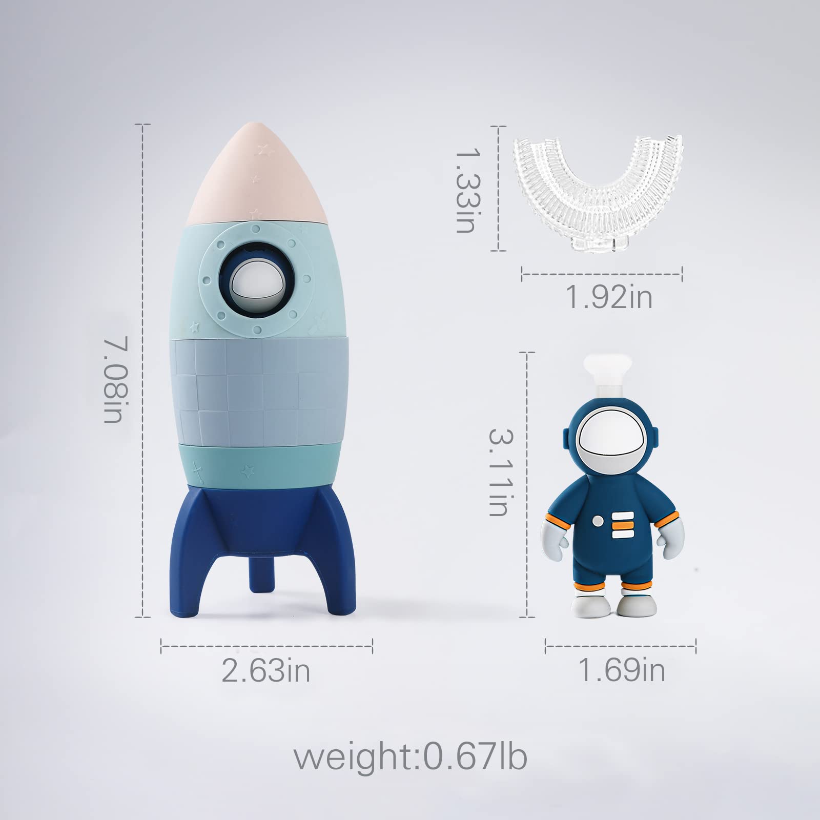 **Stackable Silicone Rocket Toy for Babies - Early Learning & Teething Space Rocket Stacking Tower - Educational Nesting Toy for Infants (Blue) - Perfect for Playtime & Sensory Development**