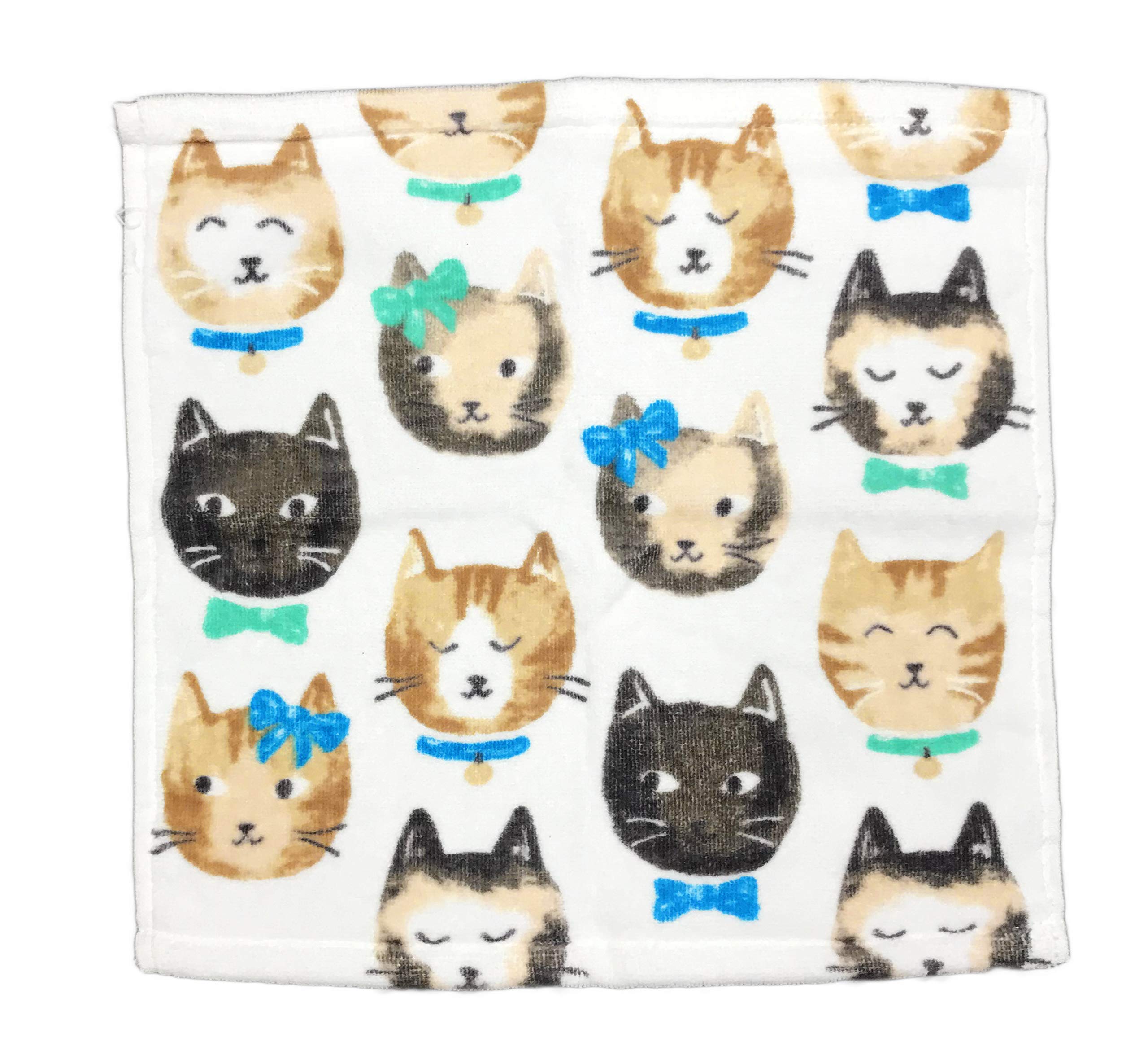 Funny Cat Face Cotton Bath Towels - 100% Soft Absorbent Novelty Washcloths for Bathroom, Guest Room & Spa Use