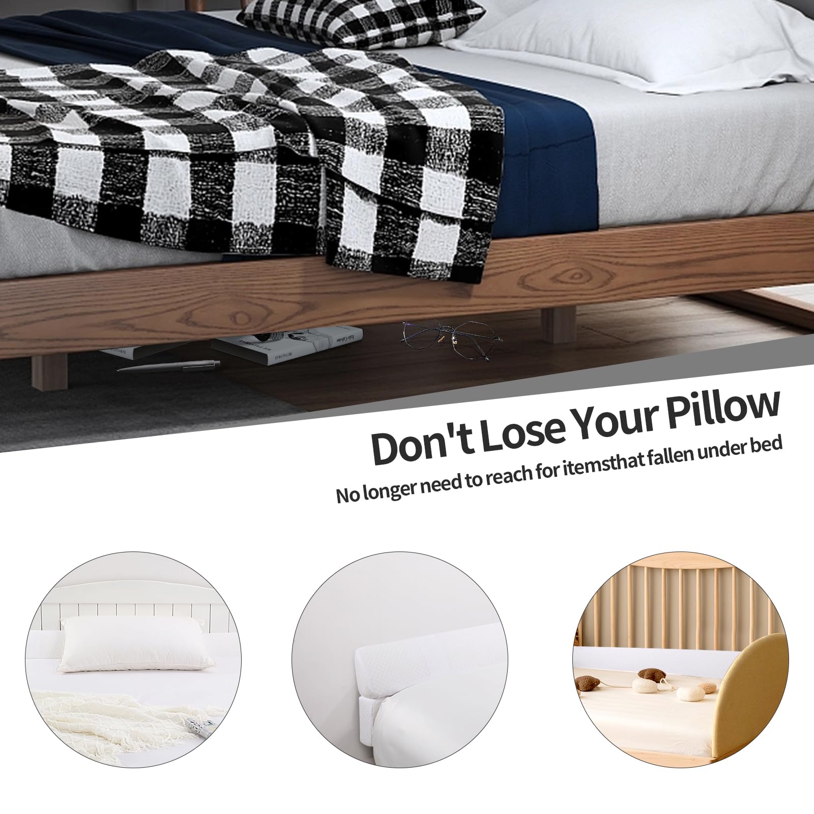 MABOZOO Headboard Gap Pillow - White Bed Wedge Filler, Foldable for Mattress - Home & Bedroom Comfort