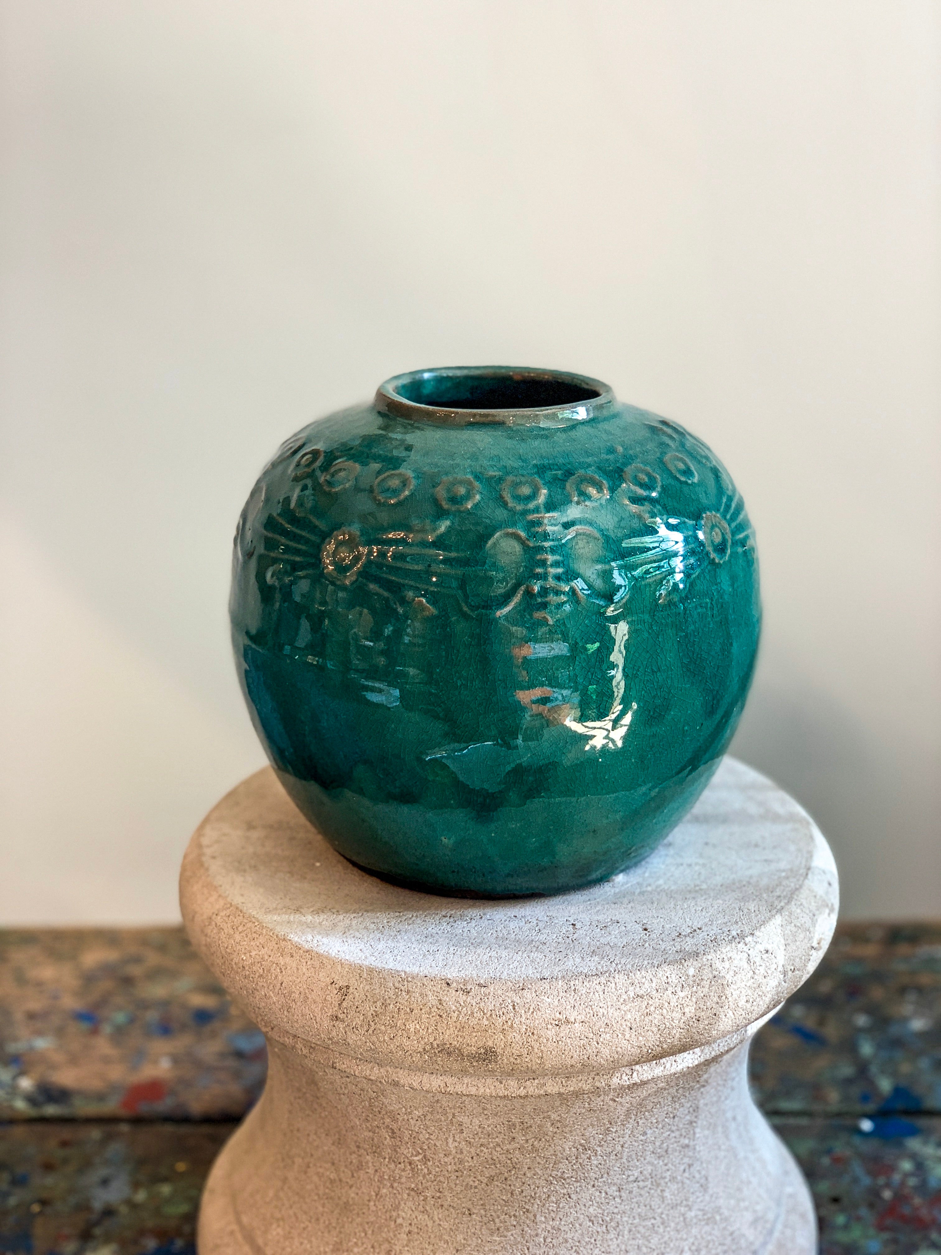 Antique Blue and White Vintage Ginger Jar - Hand-Painted Ceramic Spice Storage for Home Decor, Kitchen & Dining Room