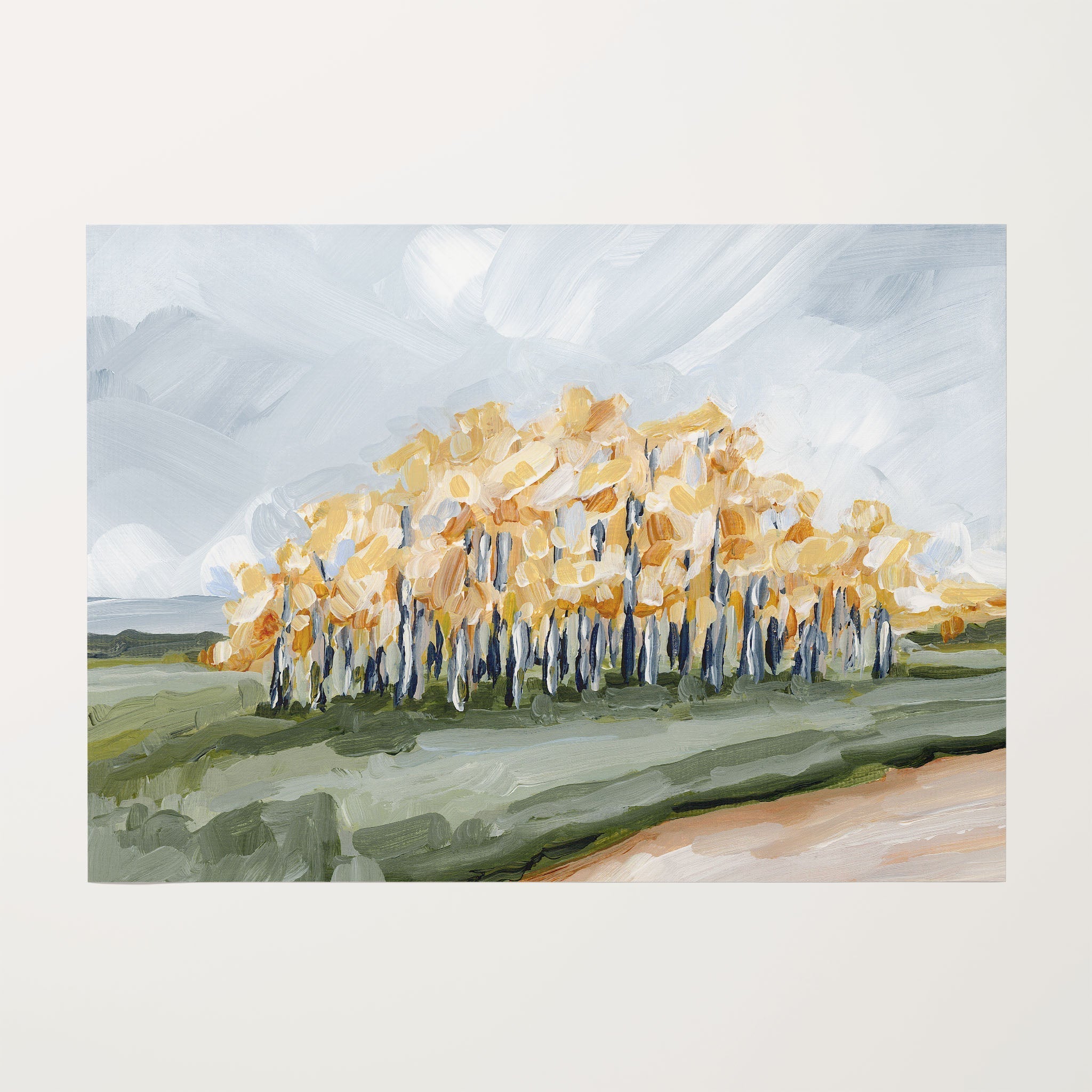 Grove of Gold Art Print - Premium Wall Decor for Living Room, Bedroom & Office - Nature-Inspired Landscape Painting for Home & Office Decor