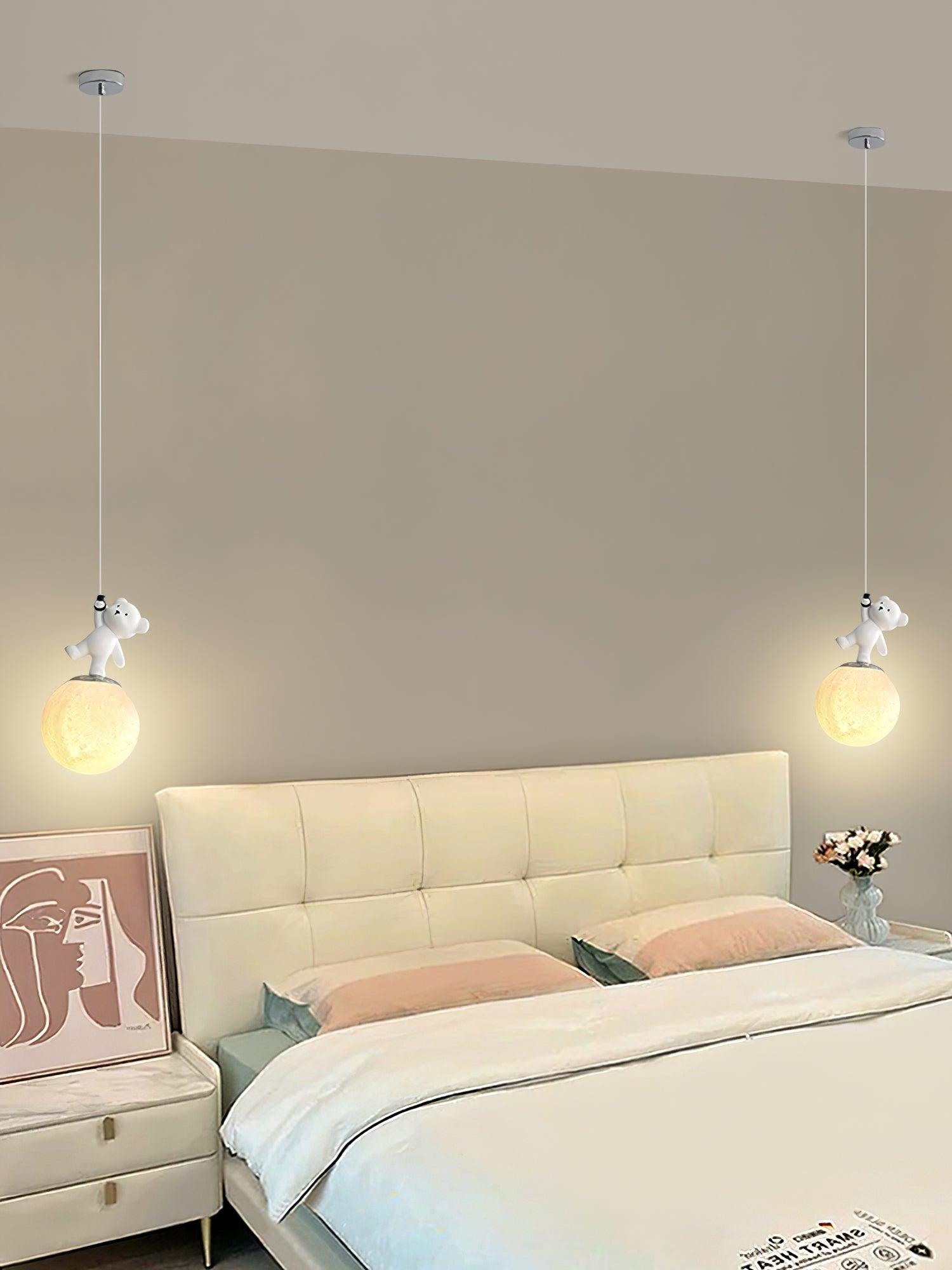 Animal and Moon Pendant Light - Modern Celestial Nursery Decor, Bedroom Ceiling Fixture for Kids Room, Boho Home Lighting