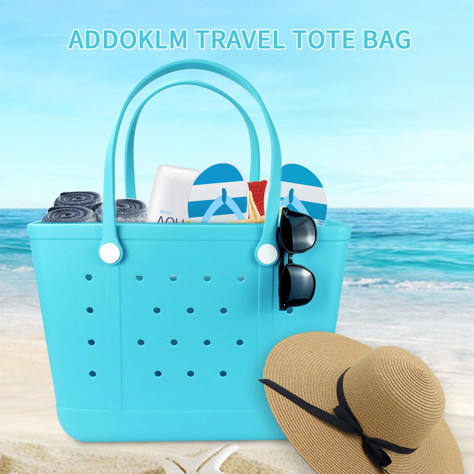 Waterproof & Sandproof Extra Large EVA Beach Tote Bag for Women - Lightweight Boat Bag for Swimming, Pool, Travel & Outdoor Activities