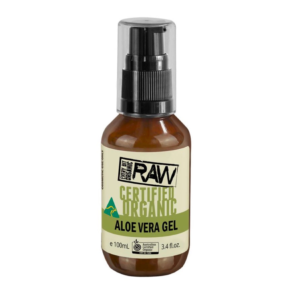 Organic Raw Aloe Vera Gel 100ml - Pure Natural Skin Care for Sunburn Relief, Moisturizing & Hair Care - Perfect for Face, Body & Scalp Hydration