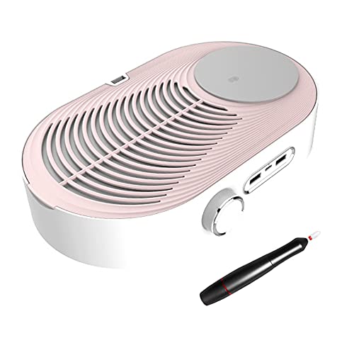 White Nail Vacuum Cleaner - USB Rechargeable Electric Manicure Drill with Strong Suction & Built-in Light | Professional Nail Grinder & Polisher for Home & Salon Use | Perfect for Nail Art, Acrylics & Gel Extensions