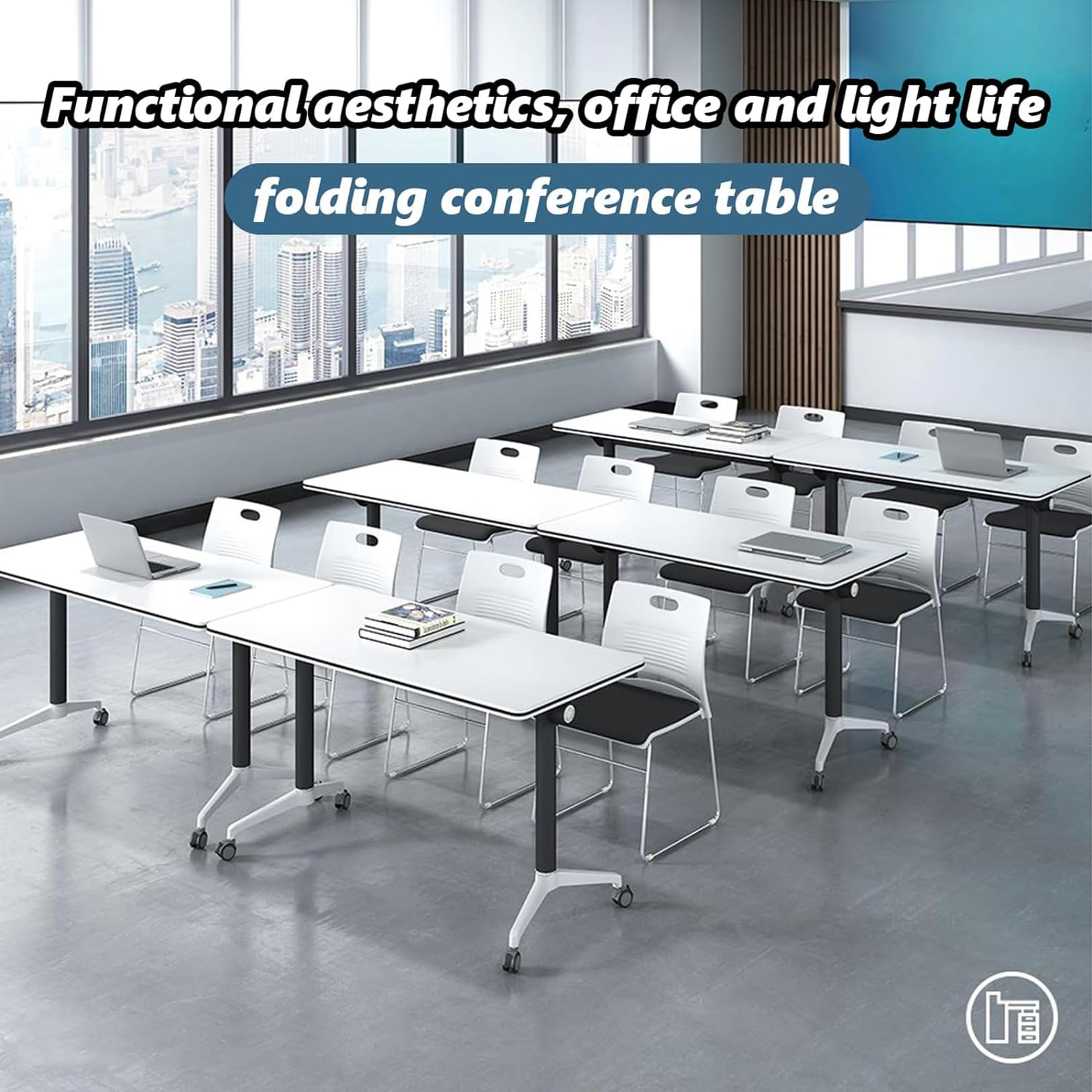 Foldable Conference Table with Wheels - Portable Meeting & Seminar Table for Office, Classroom, Training Room - Ideal for Business Meetings, Team Collaboration & Educational Sessions