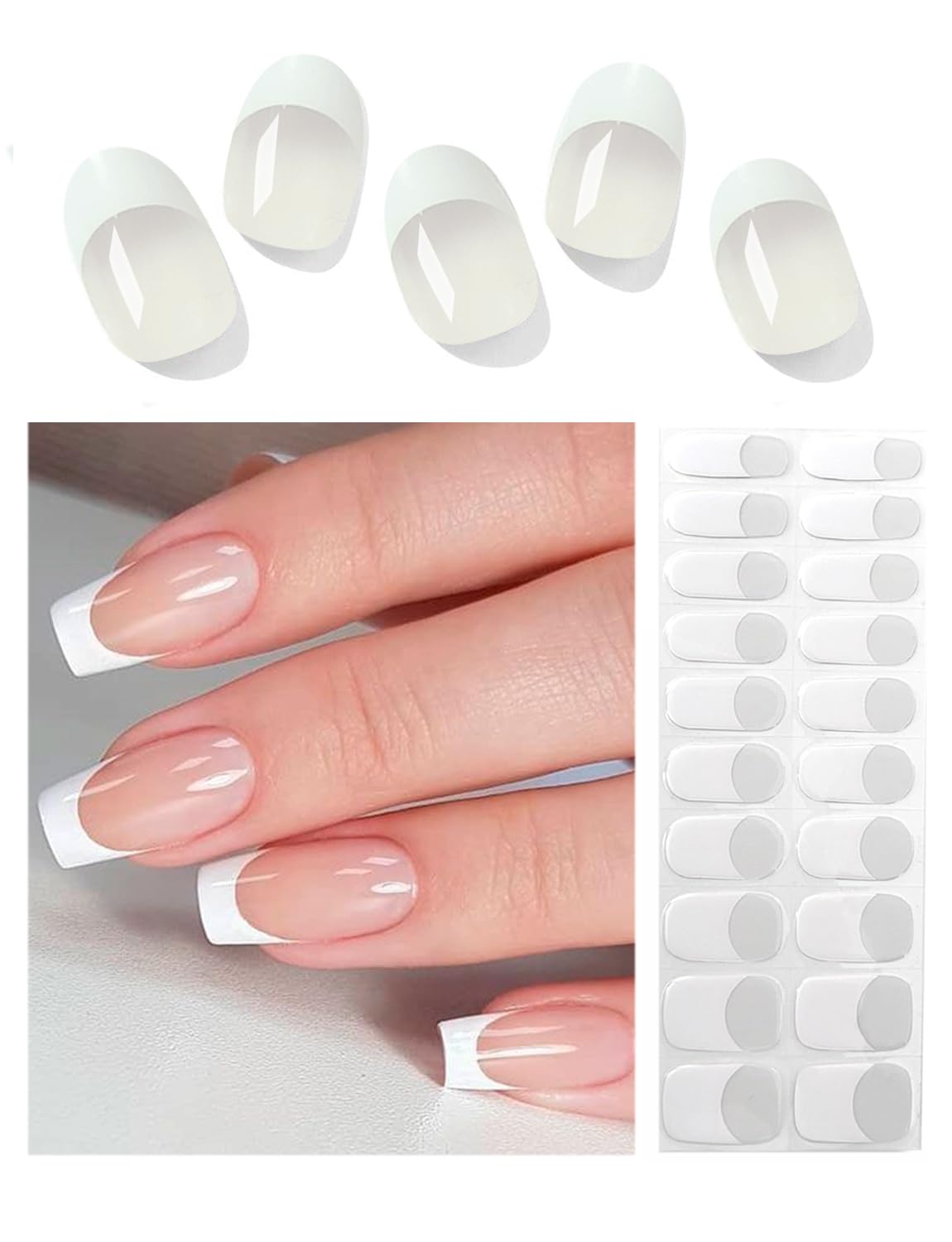 UV Nail Polish Kit - French Nail Gel Stickers with 20 Self-Adhesive Nail Films | Professional Nail Art Stencils & Decals for Salon & Home Manicure | Perfect for Parties, Weddings & Special Occasions