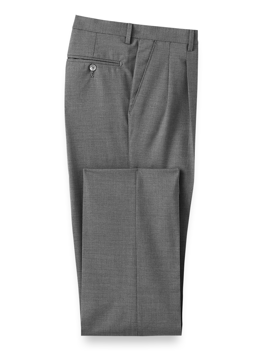 Men's Tropical Weight Wool Pleated Pants - Classic Grey Dress Pants for Business & Formal Occasions | Comfortable Office Wear & Wedding Attire