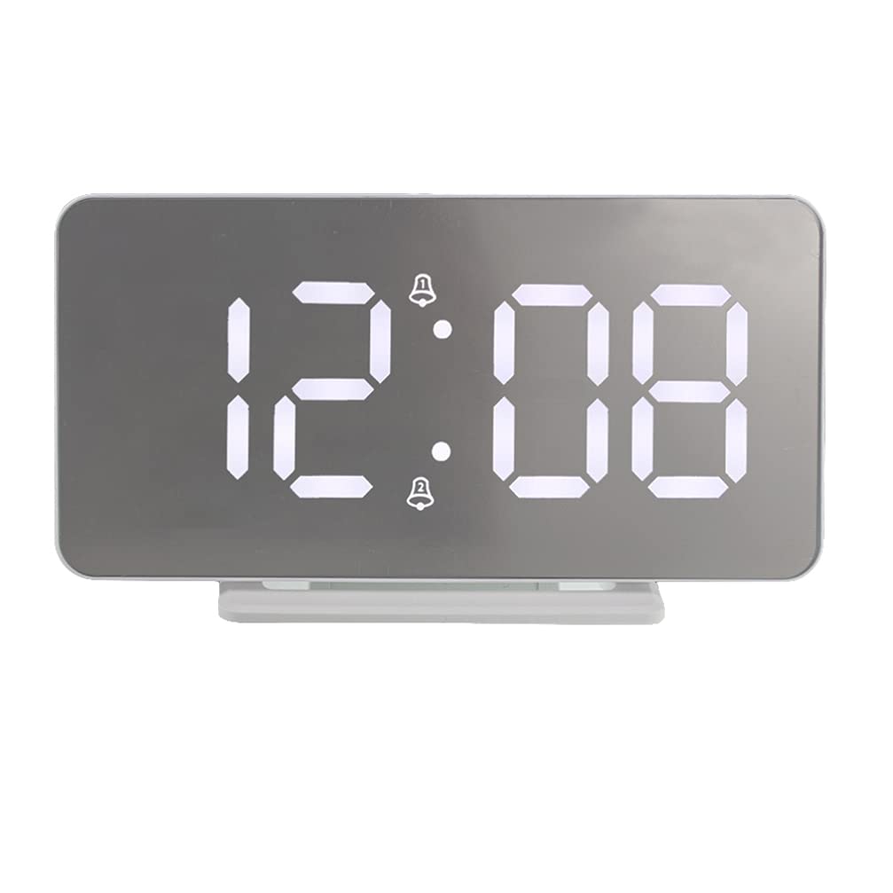 Garneck Digital Mirror Alarm Clock with LED Display, Temperature & Time - Modern Home & Office Decor for Bedroom, Desk, and Nightstand