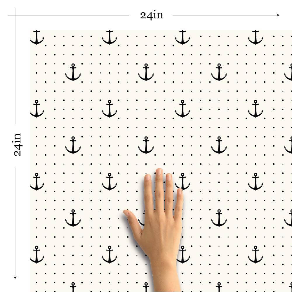 White and Black Geometric Nautical Peel and Stick Removable Wallpaper 9801 - Self-Adhesive Decorative Wall Covering for Bedroom, Living Room, Nursery & Office Decor