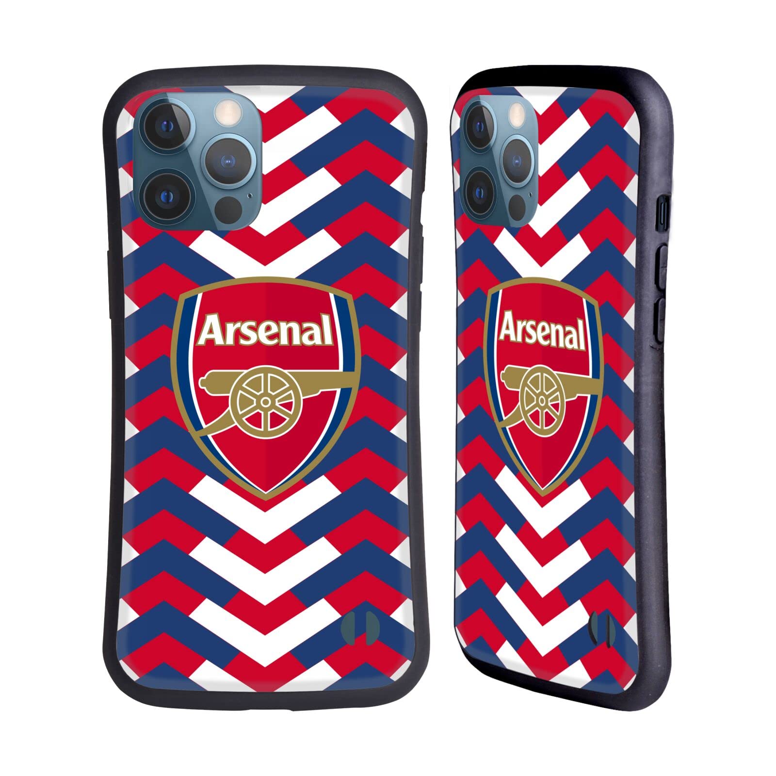 Officially Licensed Arsenal FC Zigzag Logos Hybrid Case for Apple iPhone 13 Pro Max - Durable Protective Phone Cover for Soccer Fans, Perfect for Match Days & Everyday Use