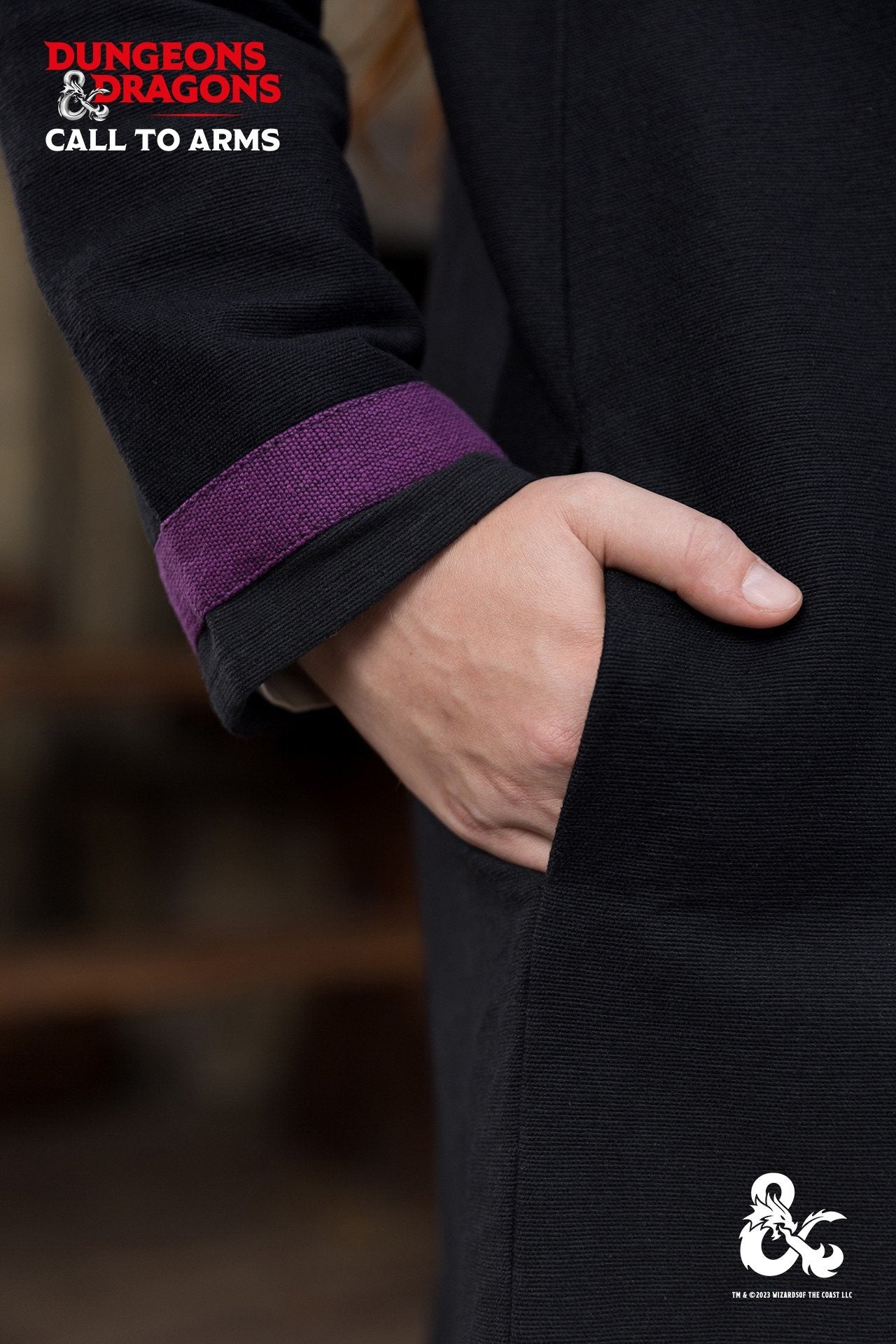 Dungeons & Dragons Warlock Coat - Black & Purple Cosplay Costume for D&D Roleplaying, LARP, Halloween & Fantasy Conventions