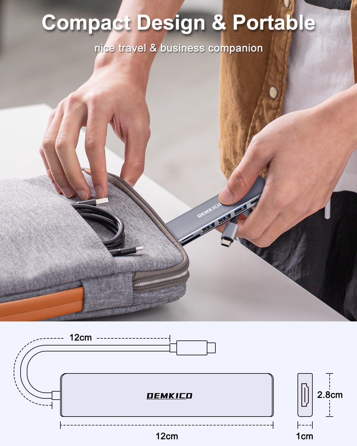 DEMKICO 7-in-1 USB C Hub Adapter with 4K HDMI, SD/TF Card Reader, 3 USB Ports, 87W PD Charging - Compatible with MacBook Pro/Air, XPS & USB C Devices - Perfect for Home Office, Travel & Multi-Screen Workstations