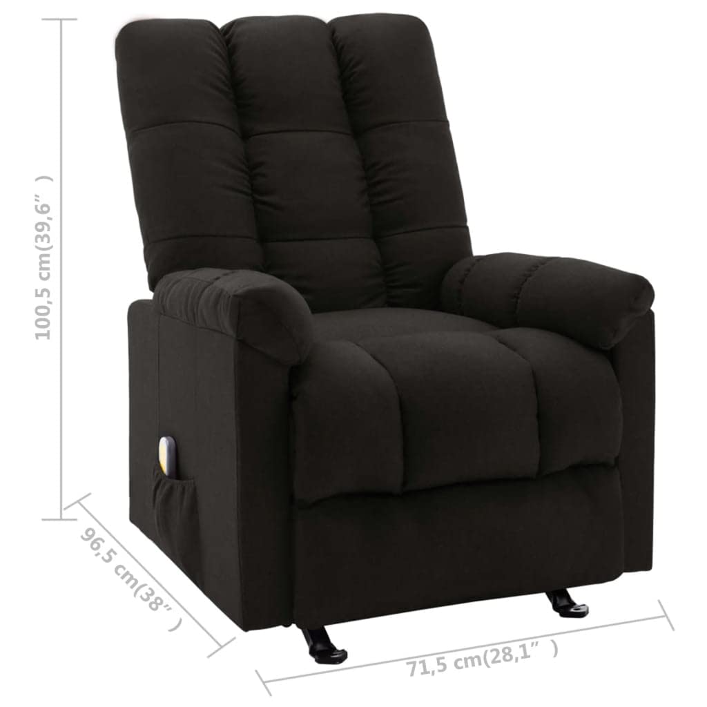 Power Recliner Massage Chair - Black Fabric Lounge Chair with Adjustable Reclining for Living Room, Bedroom & Home Office | Perfect for Relaxing, Reading, Watching TV & Cross-Legged Sitting