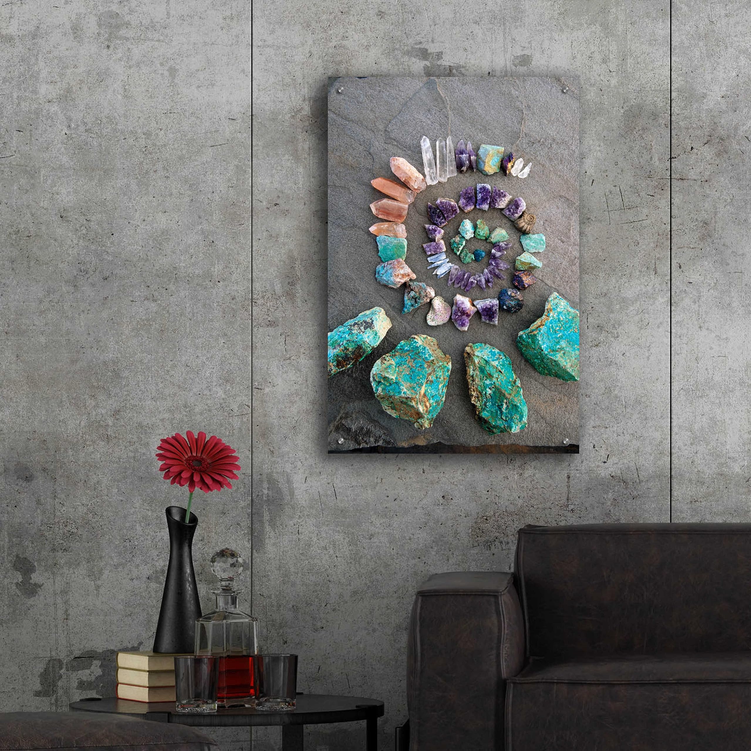 Epic 'Reiki Energy Crystal Spiral' Wall Art by Elena Ray - 24x36 Inch Acrylic Glass Spiritual Decor for Meditation Room, Yoga Studio & Healing Space