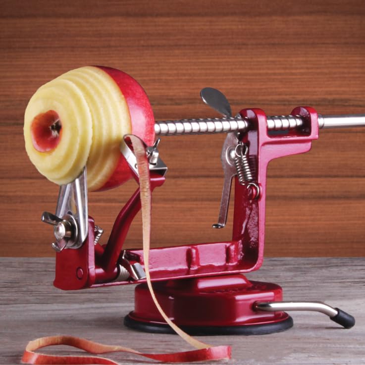 Premium Stainless Steel Apple Corer & Slicer - 8-Wedge Pie Maker with Sharp Blades for Effortless Fruit Prep (Red VKP1010) - Perfect for Baking, Fruit Salads & Meal Prep
