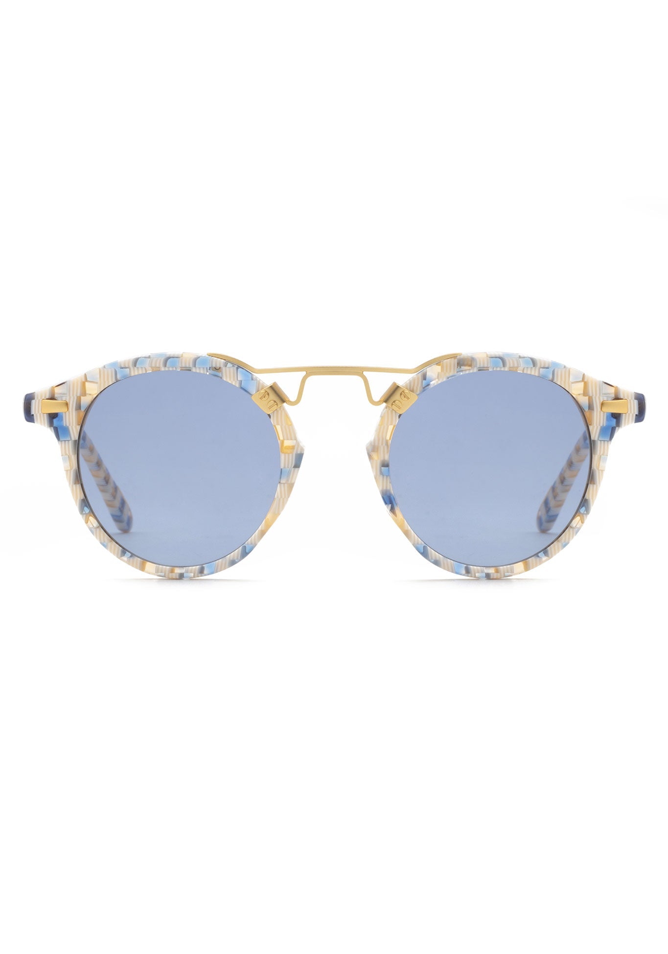 ST. LOUIS CLASSICS Pincheck 18K Gold Plated Sunglasses with Custom Vanity Tint - Stylish UV Protection for Driving, Outdoor Activities & Fashion Accessories
