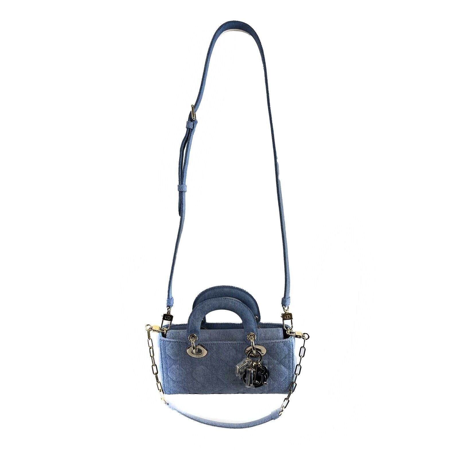 Christian Dior NEW Macrocannage Lady D Joy Quilted Denim Blue Crossbody Bag - Stylish Designer Handbag for Women, Perfect for Parties, Dates & Everyday Use