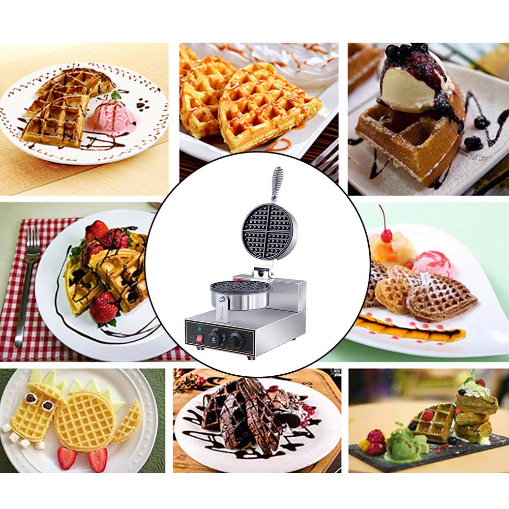 1200W Electric Waffle Maker Machine with Non-Stick Baking Pan - 220V Commercial Waffle Iron for Breakfast, Brunch & Restaurant Use