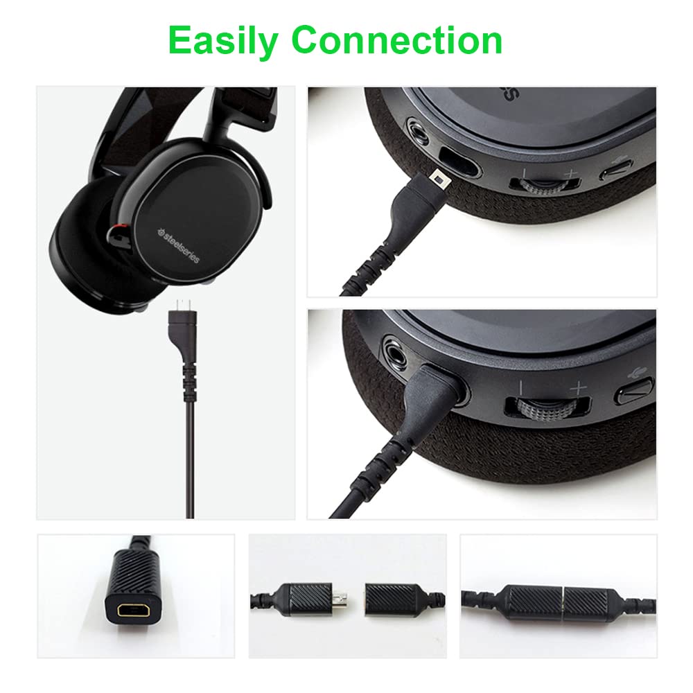 SteelSeries Arctis Replacement Audio Cable - Compatible with Arctis 7/5/3/Pro Wireless/Pro Gaming Headsets - 3.5mm Male to Female Adapter Included - Perfect for Gaming, Streaming & Home Office Use