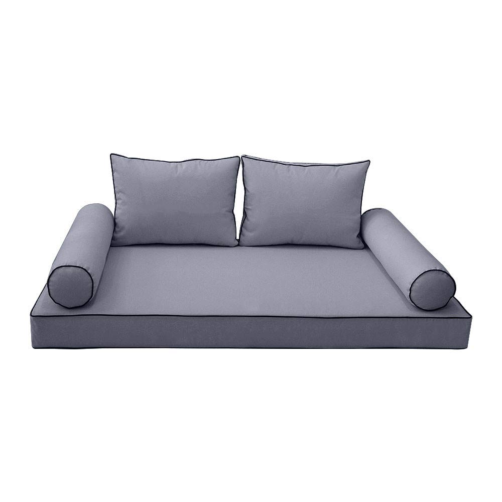 Prolinemax Outdoor Style 1 Twin-XL Daybed Mattress Cover with Contrast Trim - Fitted Bolster Pillow Sheet AD001 - Perfect for Patio Furniture, Sunroom Lounging & Guest Bedding