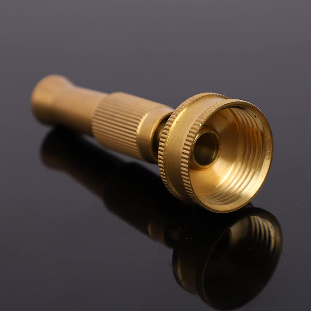 Heavy-Duty Brass Hose Nozzle - High Pressure Adjustable Water Spray Nozzle for Car Washing, Garden Watering & Outdoor Cleaning - 1 Piece Solid Brass Twist Sprayer Nozzle