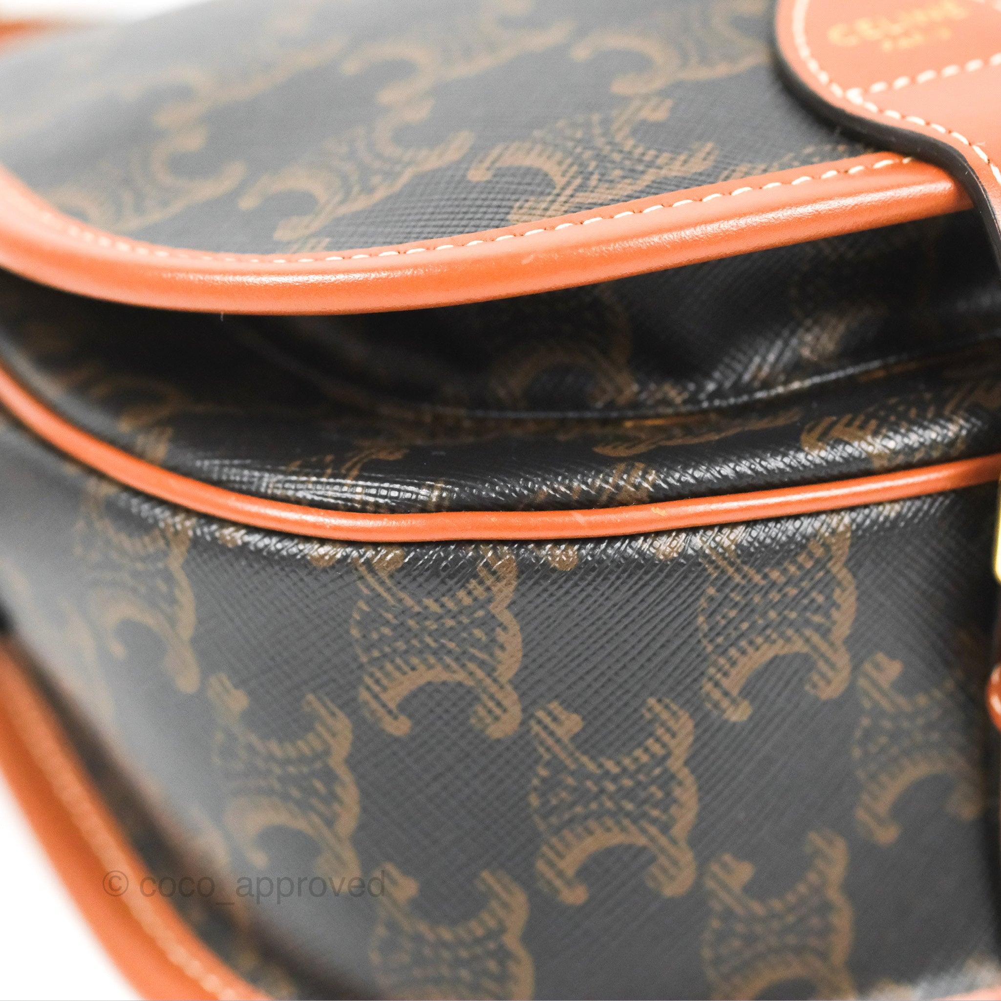 Celine Medium Triomphe Canvas Folco Bag in Tan - Luxury Crossbody Handbag for Women, Perfect for Work, Travel & Everyday Use