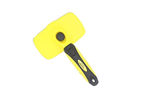 SAJW & EMBERRY Self-Cleaning Slicker Brush for Dogs and Cats - Gentle Pet Grooming Brush with Efficient Hair Removal - Perfect for Shedding, Tangles, and Daily Coat Care at Home