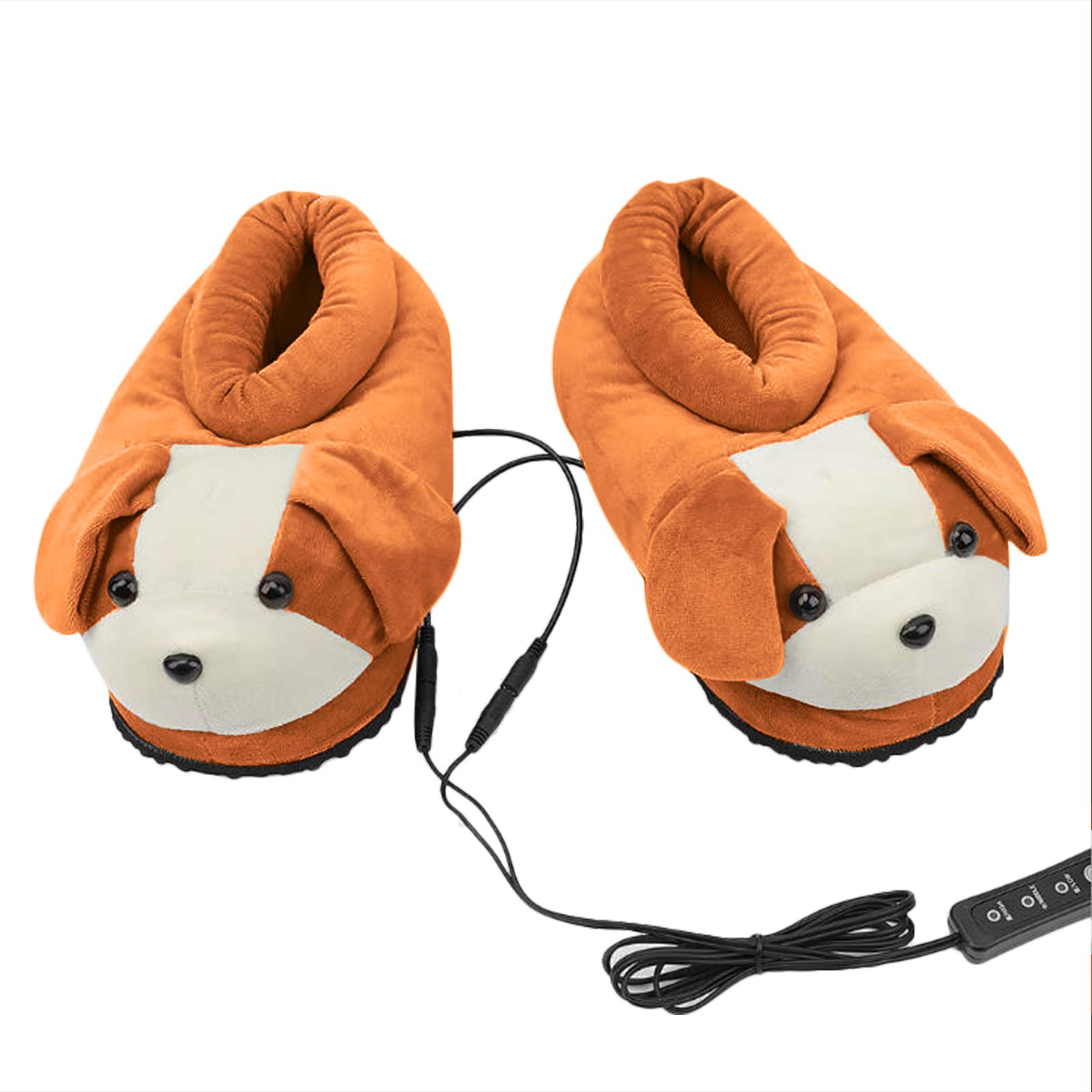 QCUTEP USB Electric Heating Slippers for Men & Women - 3 Heating Modes, Soft & Comfortable Heated Foot Warmers, Machine Washable, Indoor/Outdoor Use - Perfect for Cold Weather, Office, Home & Travel (Gray, Size S)