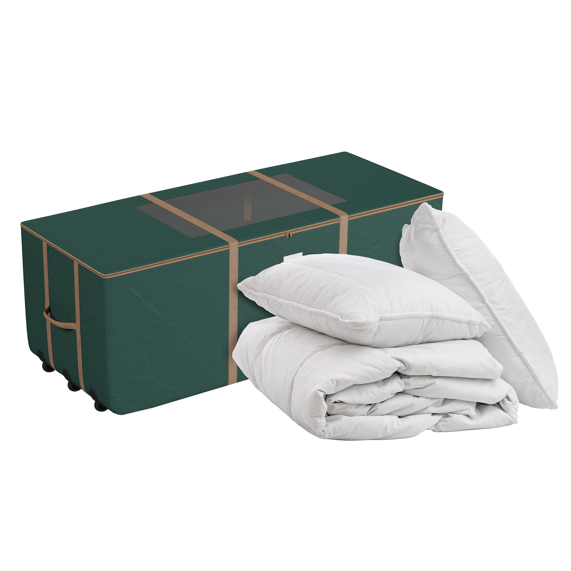 67in Rolling Storage Bag with Durable Handles & Wheels - Waterproof Outdoor Cushion Storage Organizer, Clothes Storage Solution for Patio, RV, Camping & Seasonal Items by Pure Garden (Green)