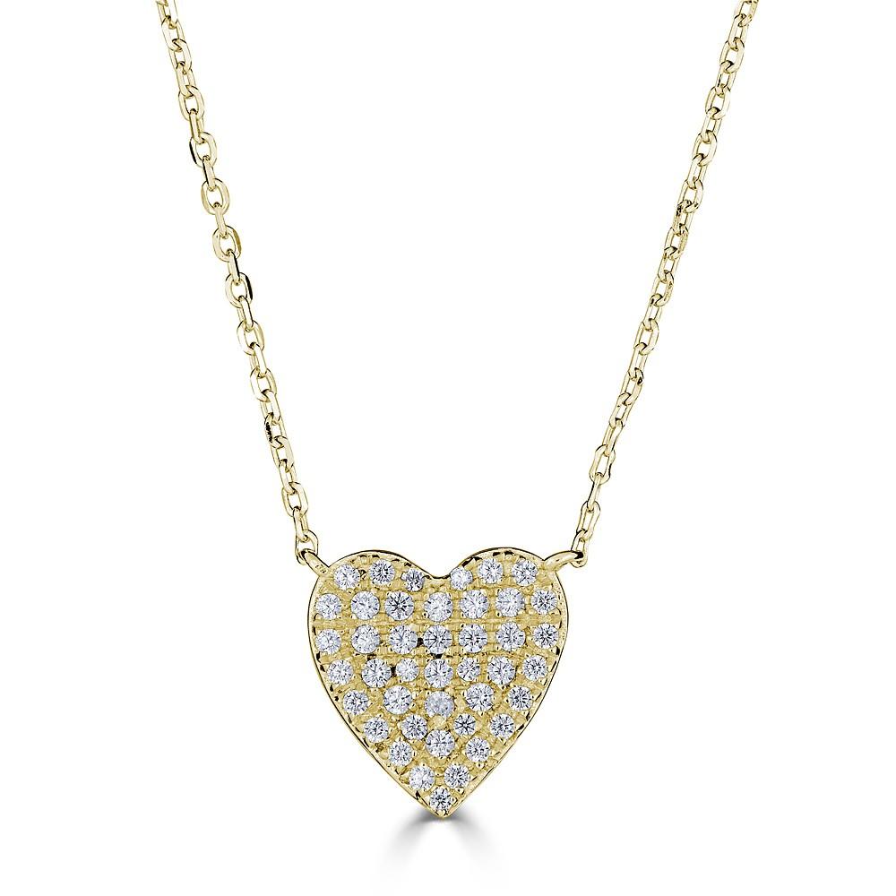 14KT Gold 0.20 CTW Diamond Pavé Heart Necklace for Women - Elegant Valentine's Day Gift, Anniversary Present & Romantic Occasions