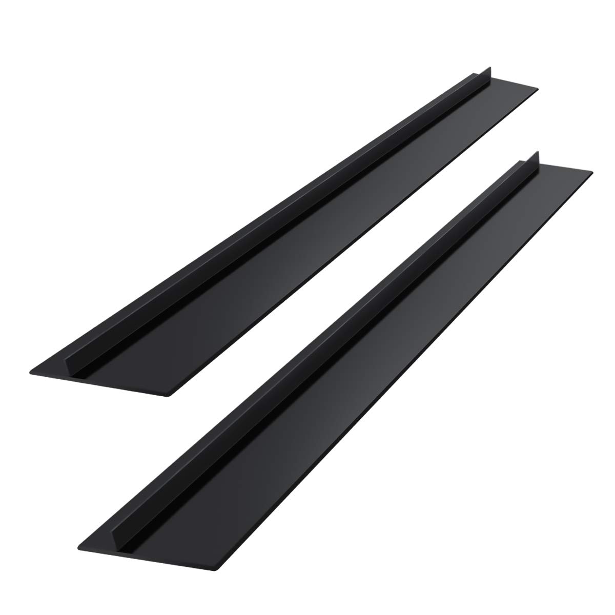 2-Pack Heat Resistant Silicone Stove Gap Cover - T-Shaped Kitchen Counter Sealing Strip for Gas & Electric Ranges - Prevents Food & Spill Drops (Black) - Ideal for Home, Apartment & Restaurant Use