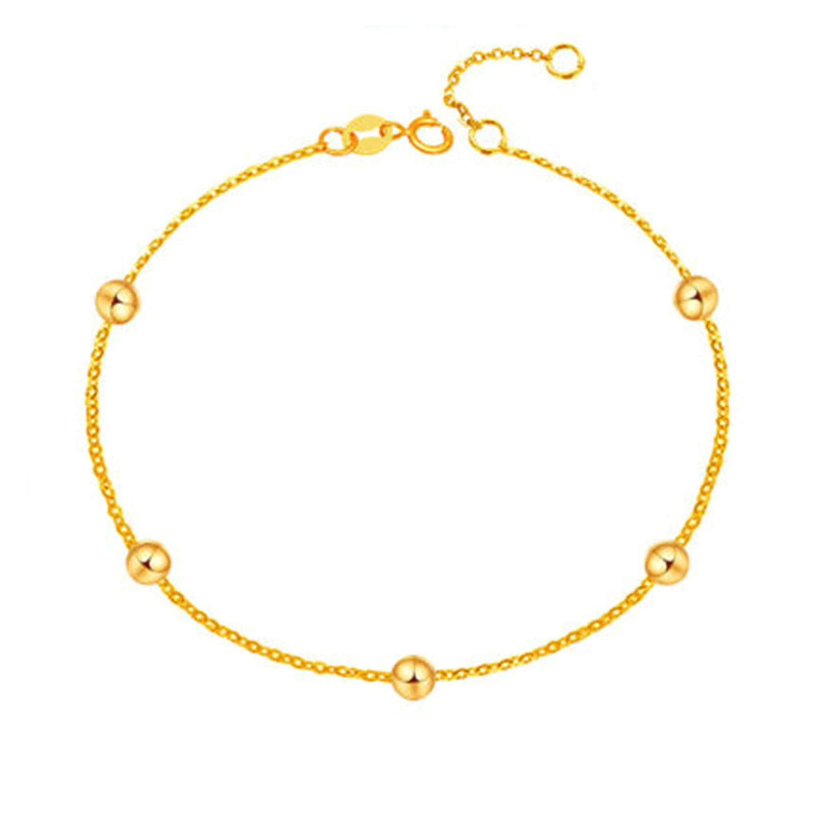 18K Gold Ankle Bracelet for Women - Elegant Beaded Foot Chain Anklet Jewelry - Perfect for Beach, Parties & Everyday Wear