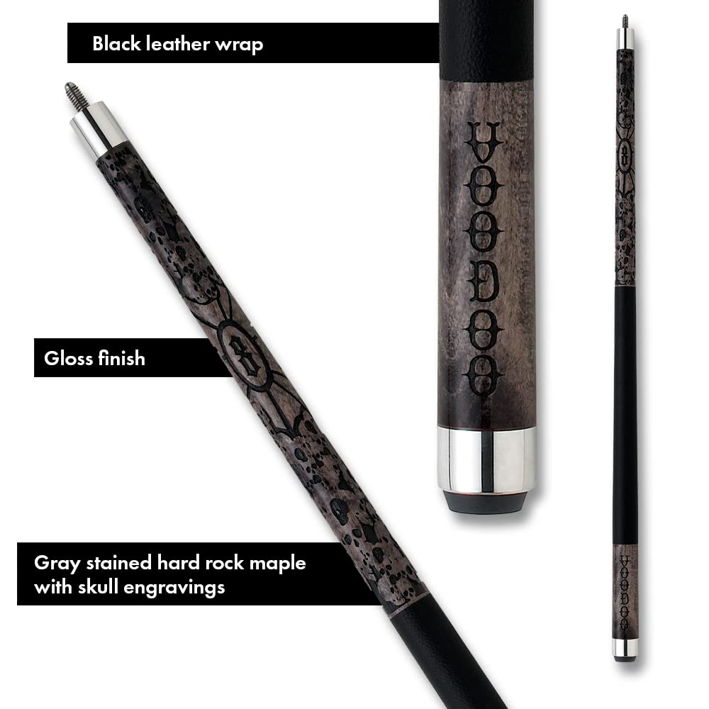 VOODOO Billiards Pool Cue Stick - 21oz Grey Spiderweb Design - Professional Billiard Accessory for Home Game Rooms & Bars