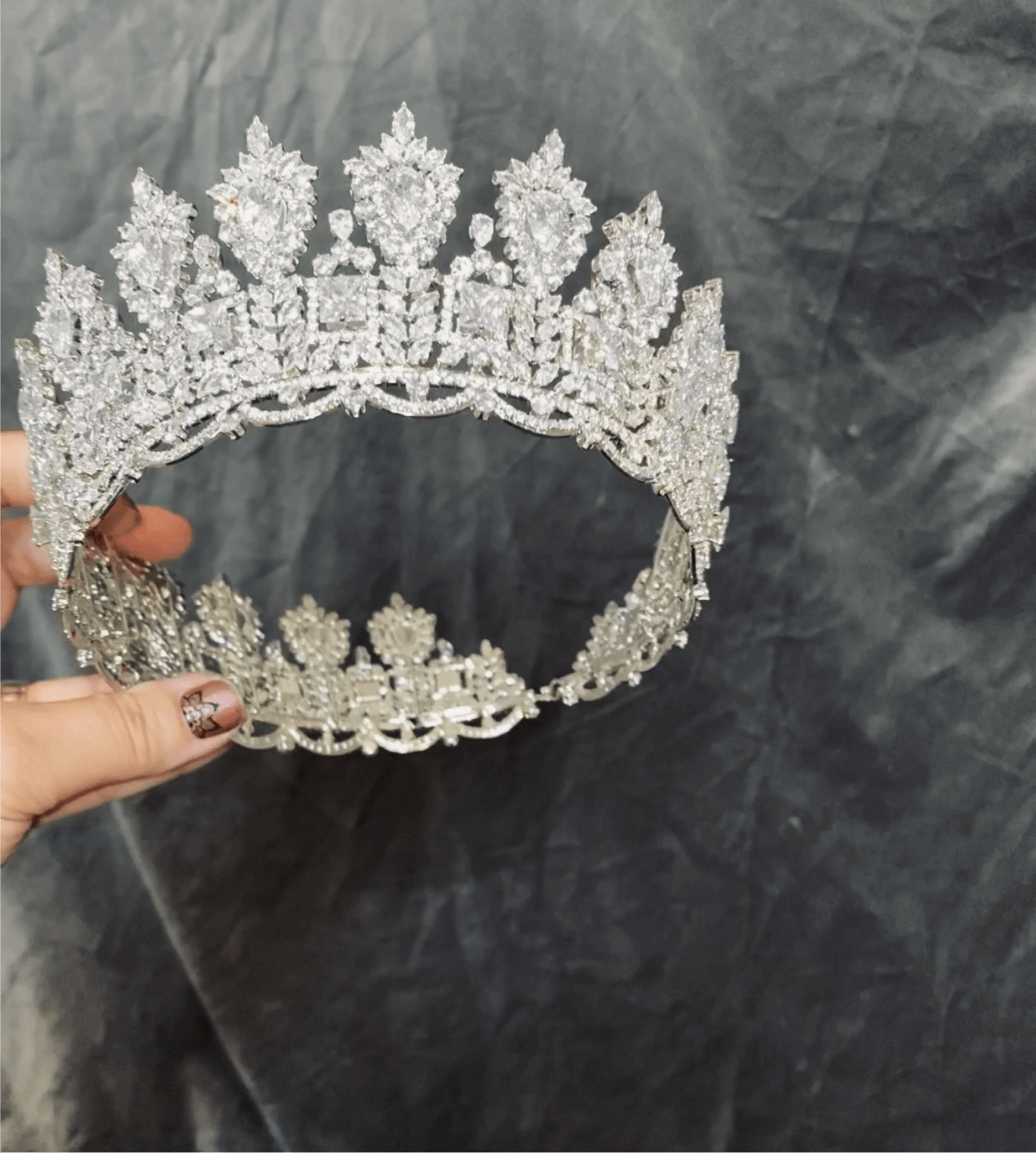 RACHEL Simulated Diamond Royal Bridal Tiara Crown | Elegant Wedding Headpiece for Brides, Princess Costume, Pageant & Special Occasions