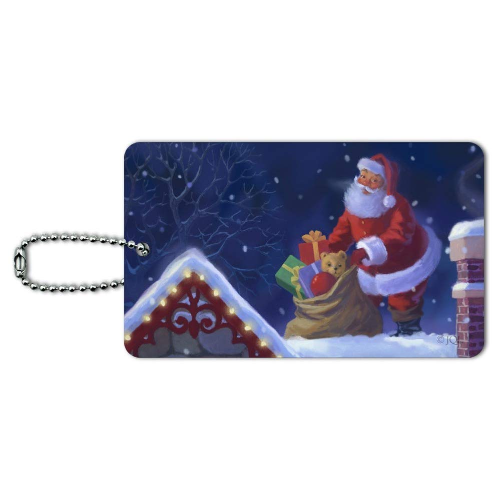 Christmas Rooftop Santa Luggage Tag - Durable Suitcase ID Tag for Carry-On Bags - Perfect Holiday Travel Accessory for Airlines & Vacation Trips