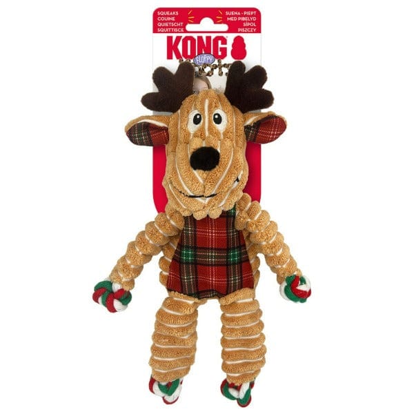 KONG Holiday Floppy Knots Reindeer Dog Toy for Small & Medium Breeds - Durable Chew Toy for Puppies & Adult Dogs, Perfect for Christmas Gifts & Playtime Fun