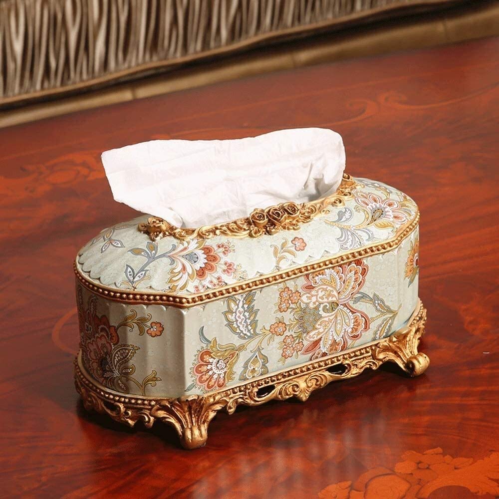 Elegant Oval Tissue Box Cover with Gold Base - Resin Napkin Holder for Home Decor | Perfect for Living Room, Bedroom & Bathroom Organization