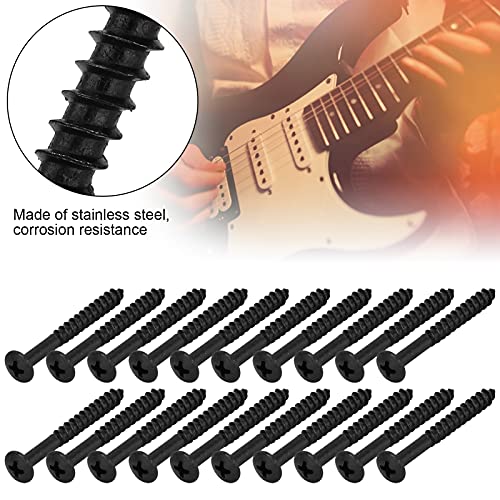 20Pcs Stainless Steel Electric Guitar Screw Set - Black Neck Plate Mounting Screws for Bass & Electric Guitars - Perfect for Guitar Repair, Maintenance & DIY Projects