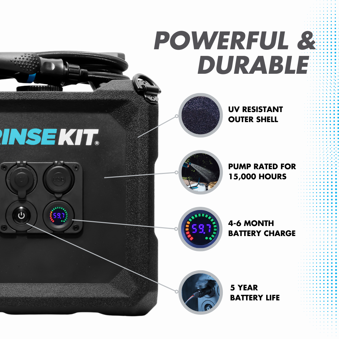 4 Gallon RinseKit Cube Portable Shower - Outdoor Camping, Beach, Hiking & Sports Gear - Compact Water Sprayer for RVs, Boats & Pets