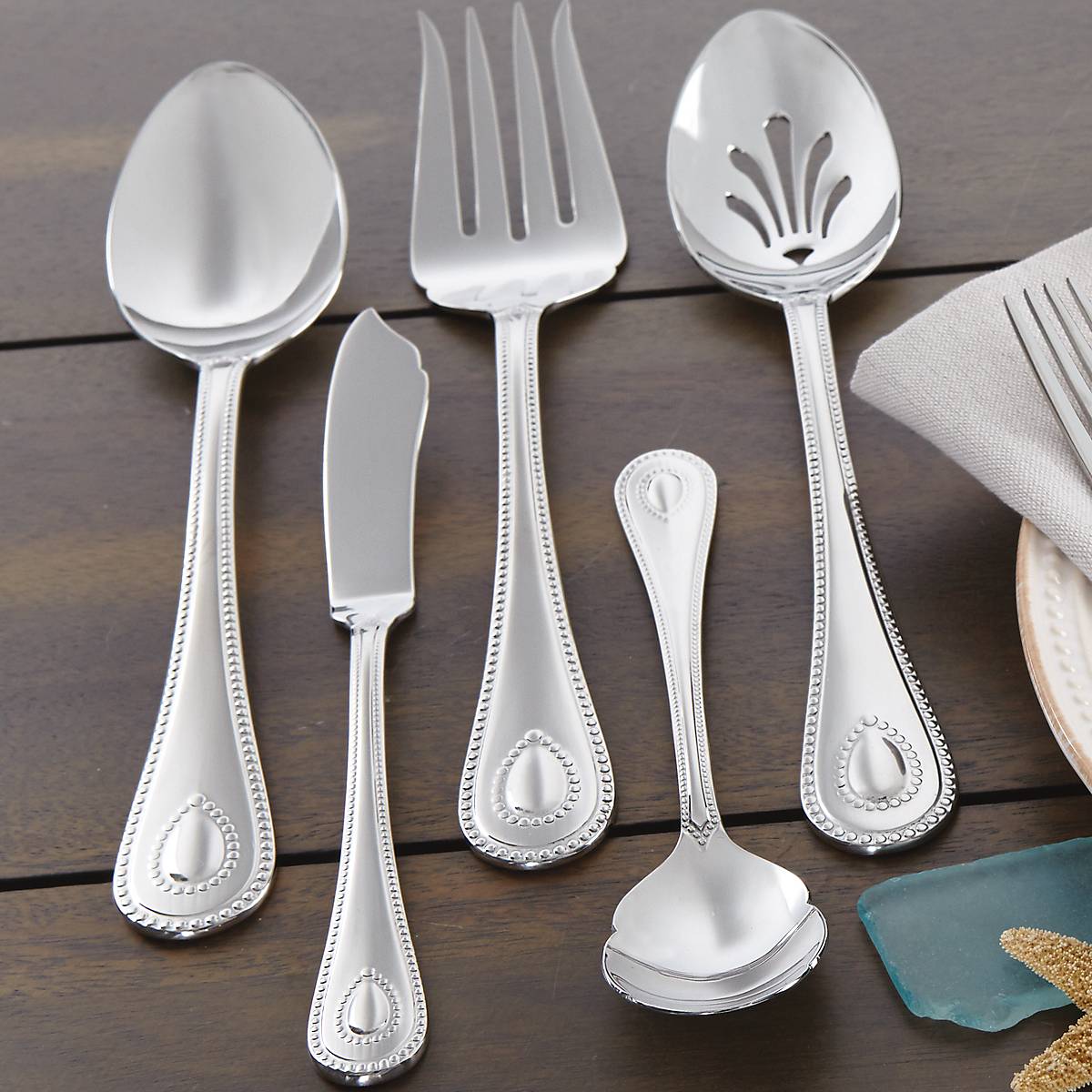65-Piece French Perle Flatware Set - Elegant Stainless Steel Cutlery for Fine Dining, Weddings & Special Occasions