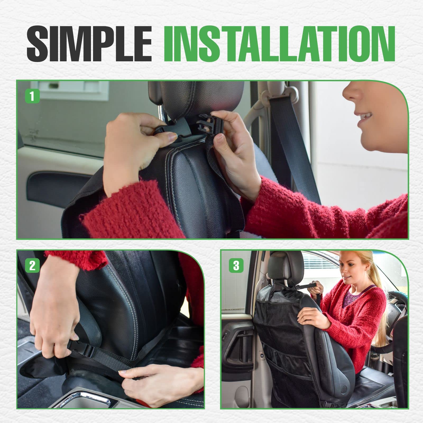 **Lebogner 2-Pack X-Large Waterproof Back Seat Covers for Kids – Durable Car Seat Protectors with 4-Pocket Storage Organizer | Prevents Dirt, Mud & Scratches | Ideal for Family Road Trips, School Runs & Pet Travel**