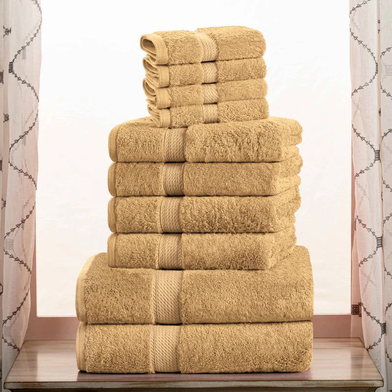 Premium Egyptian Cotton 10-Piece Towel Set - Ultra Soft, Heavyweight & Plush for Bath, Spa & Luxury Home Use